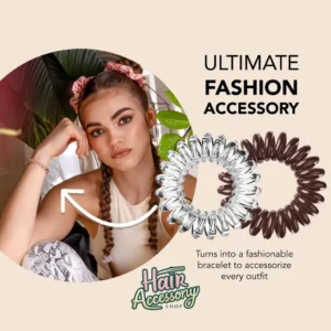 Spiral Hair Tie Set (Crystal Clear and Brown)